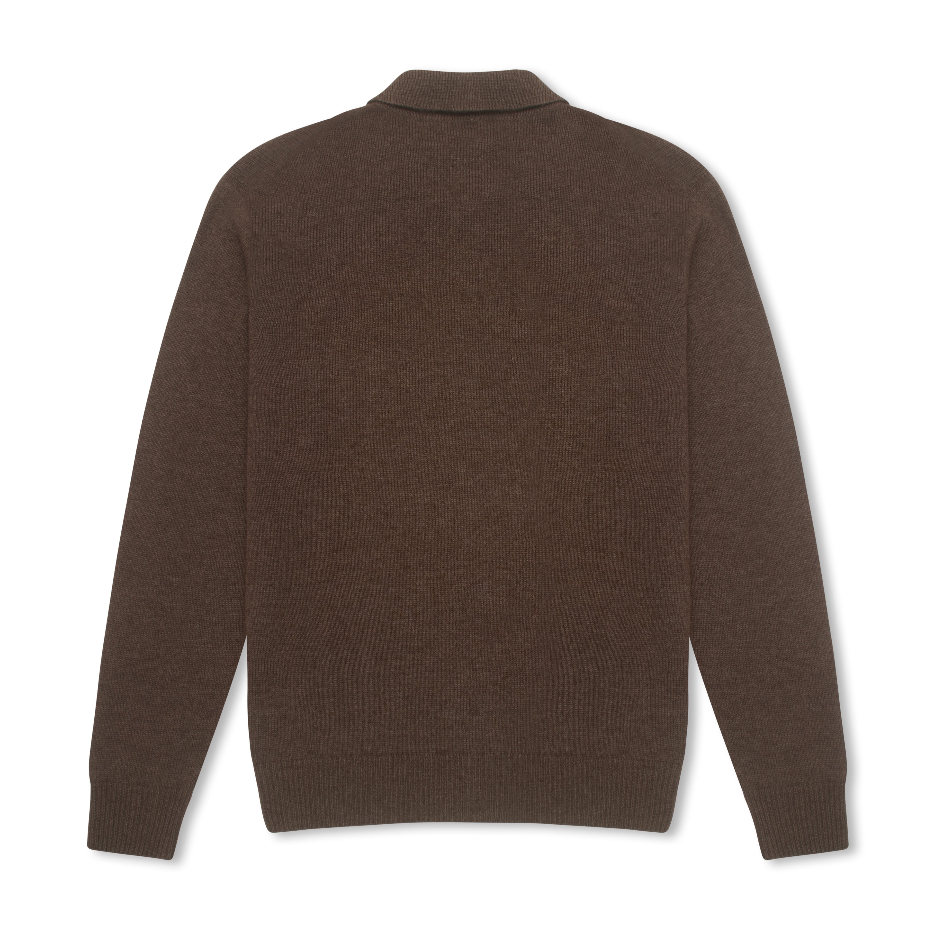 Chocolate Wool &amp; Cashmere Polo Cardigan