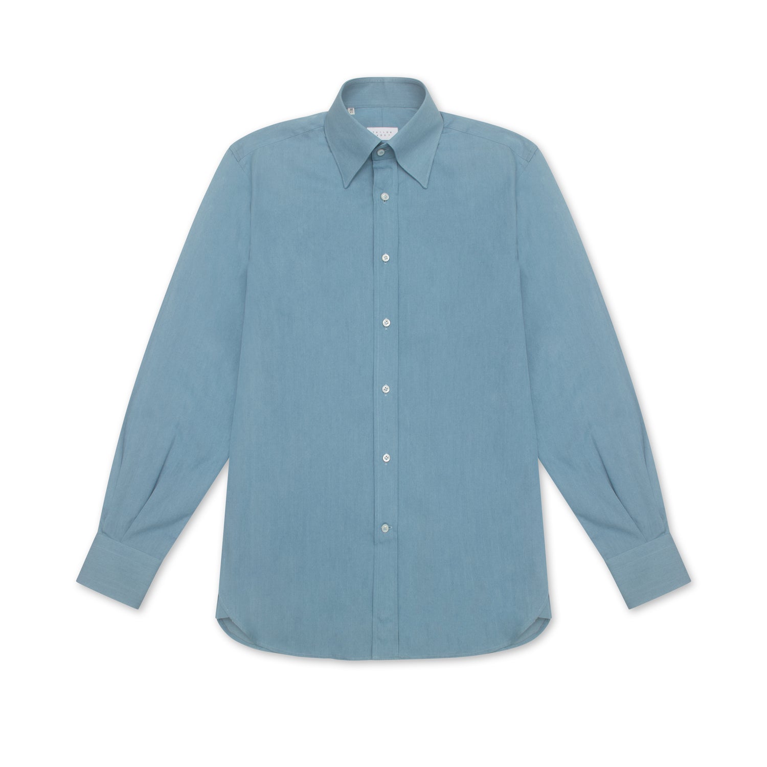 Washed Denim Hidden Button Down Shirt