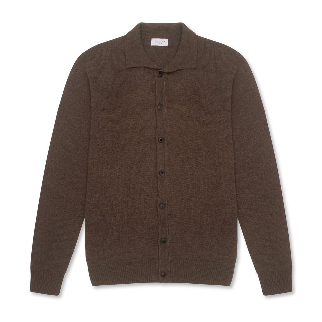 Chocolate Wool &amp; Cashmere Polo Cardigan