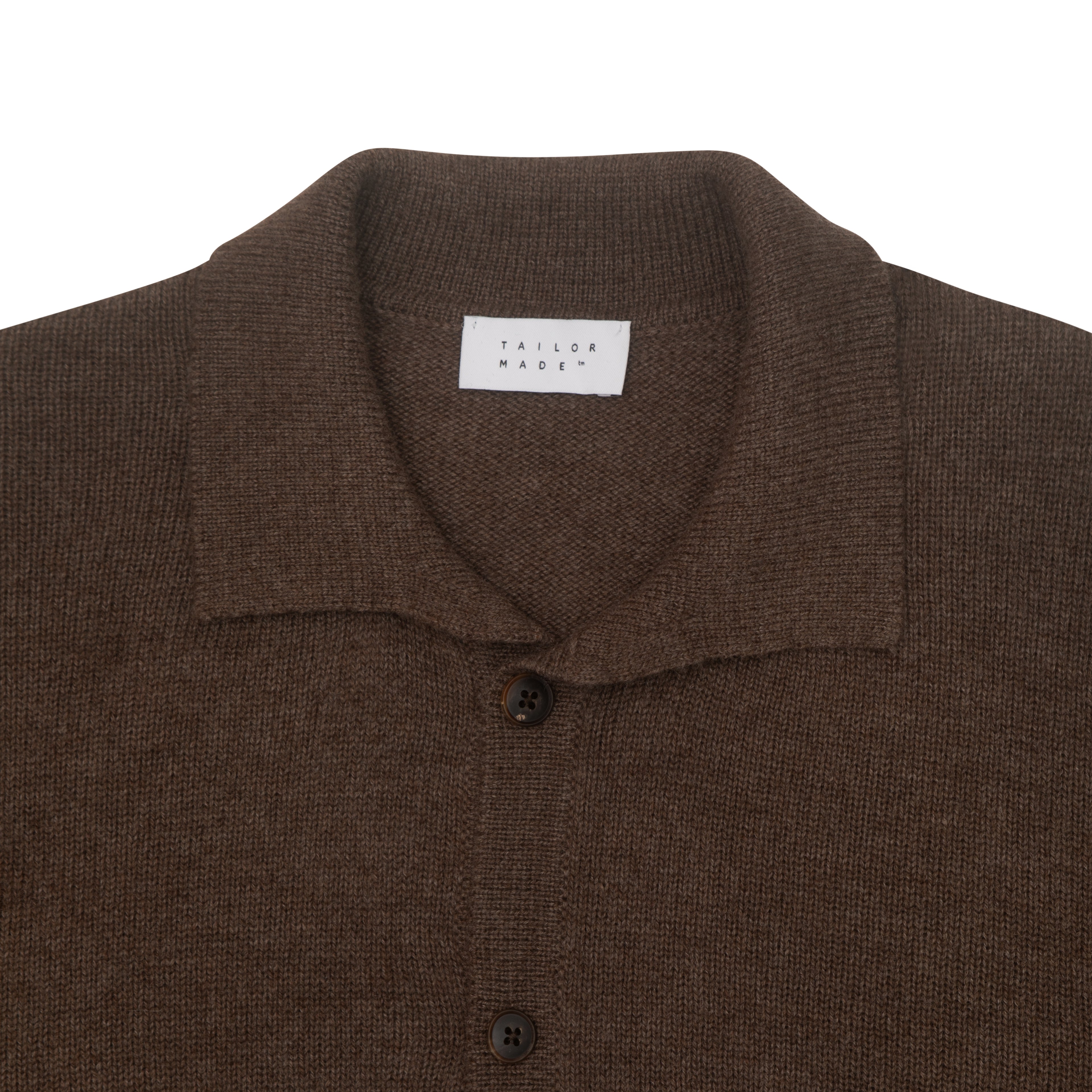 Chocolate Wool &amp; Cashmere Polo Cardigan