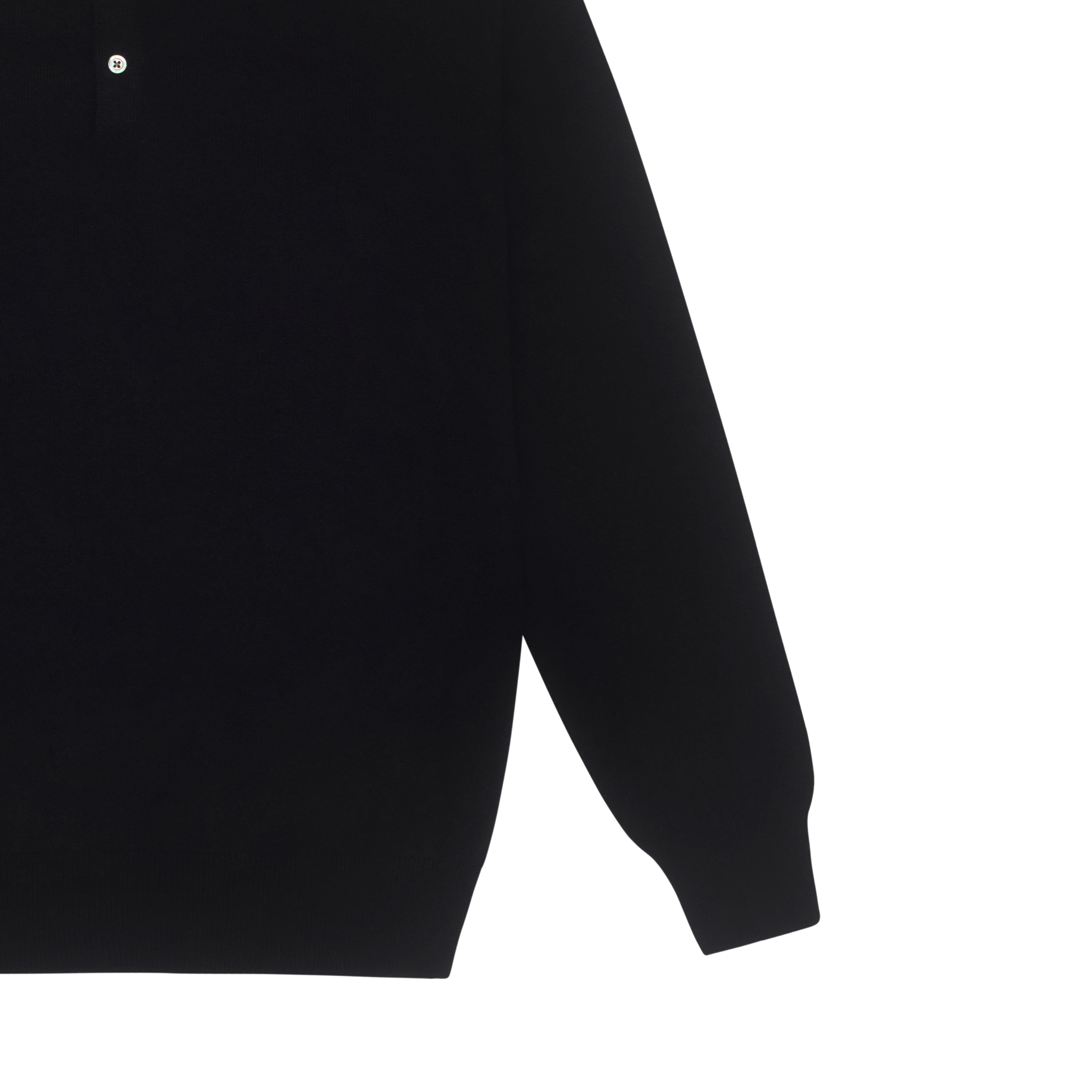 Midnight Blue Pure Cashmere Long Sleeve Polo