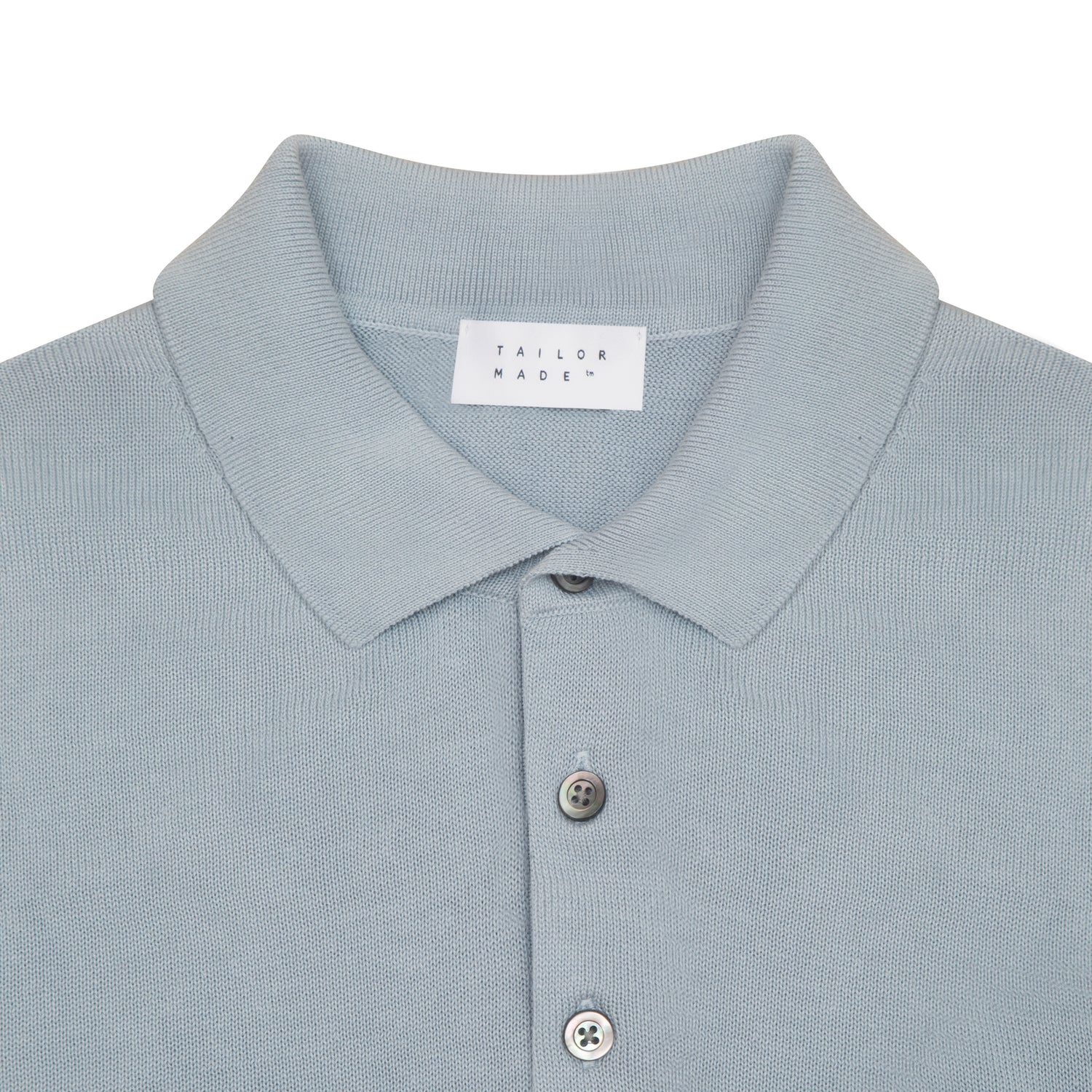 Light Blue Cotton &amp; Silk Short Sleeve Polo