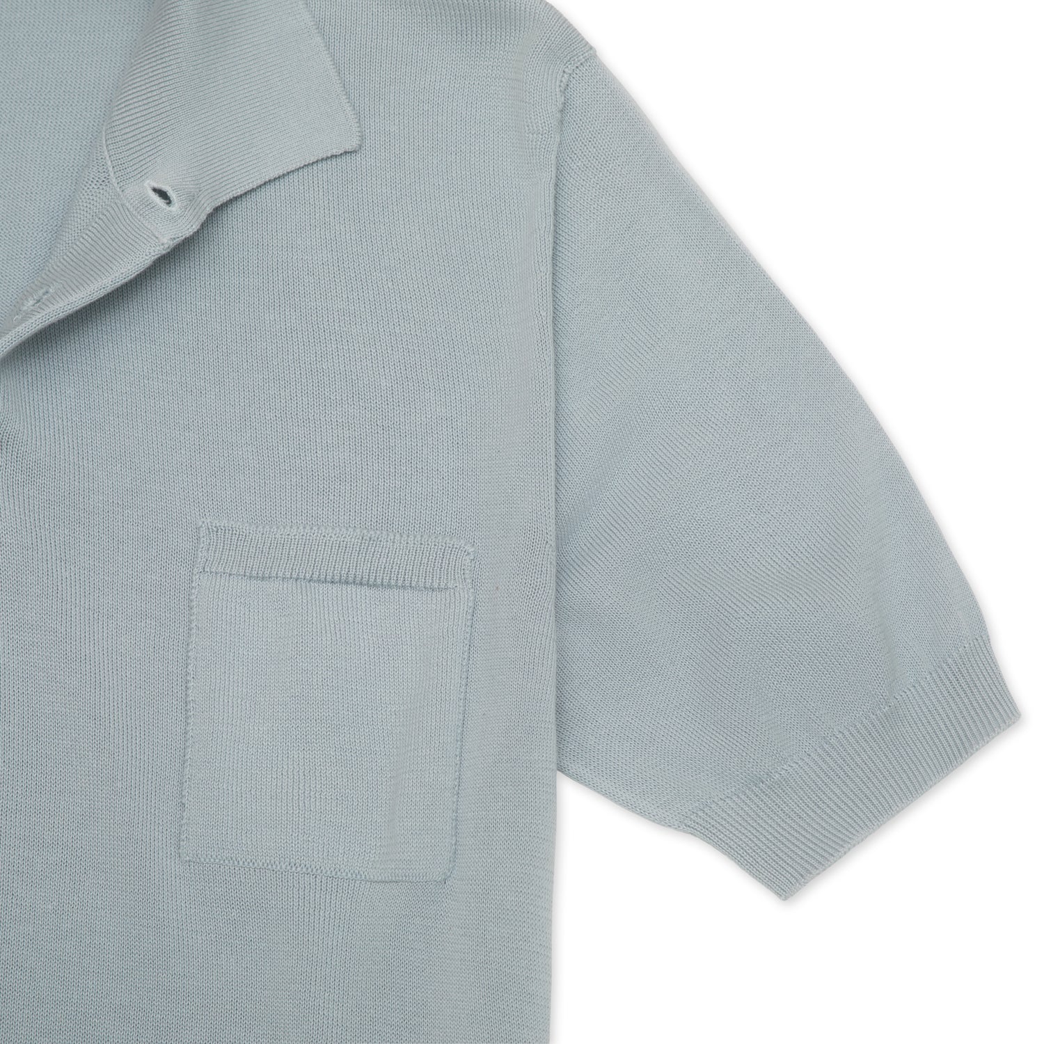 Light Blue Cotton &amp; Silk Short Sleeve Polo