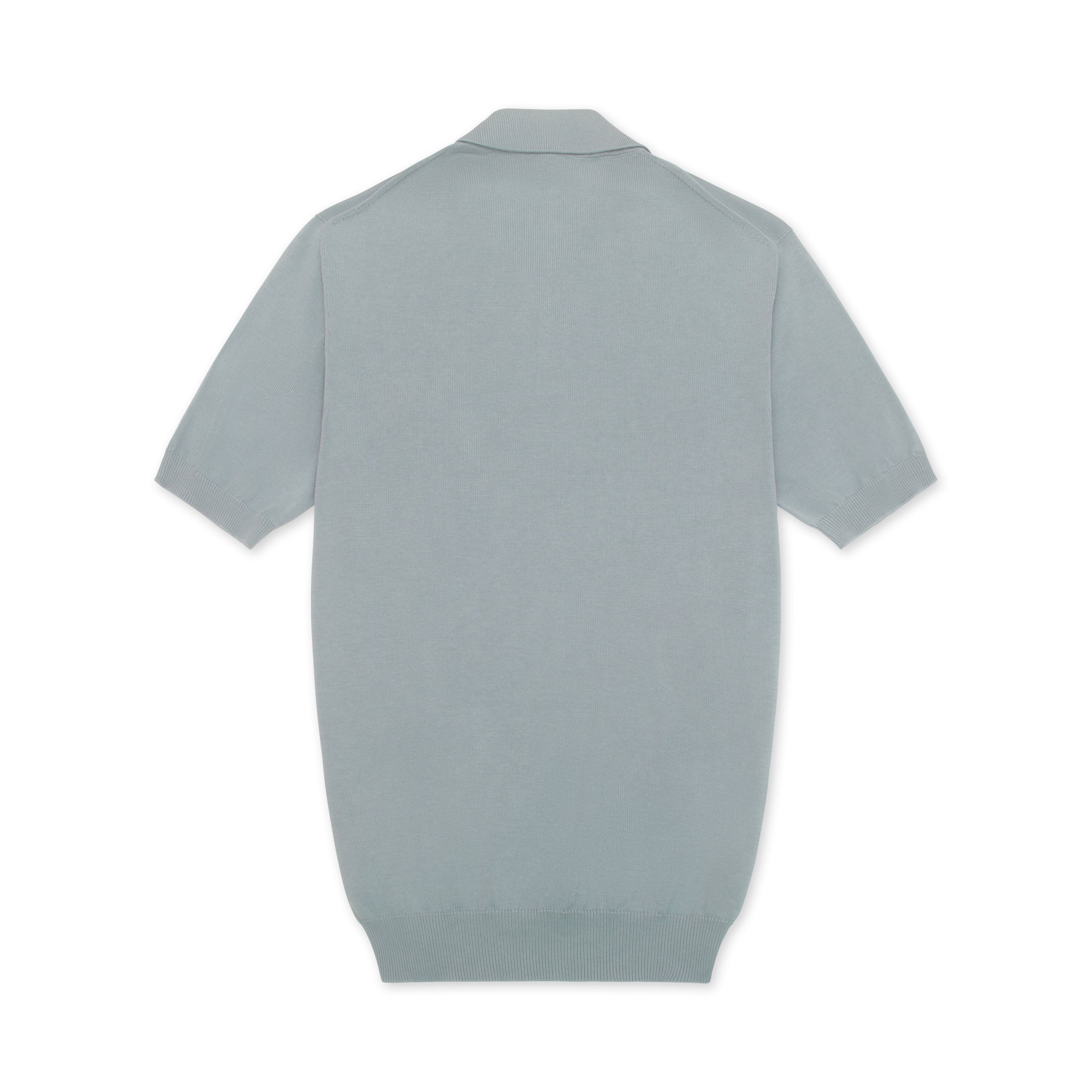 Light Blue Cotton &amp; Silk Short Sleeve Polo