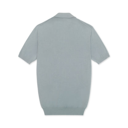 Light Blue Cotton &amp; Silk Short Sleeve Polo