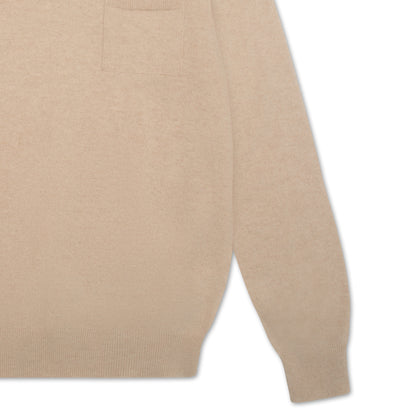 Sand Pure Cashmere Long Sleeve Polo