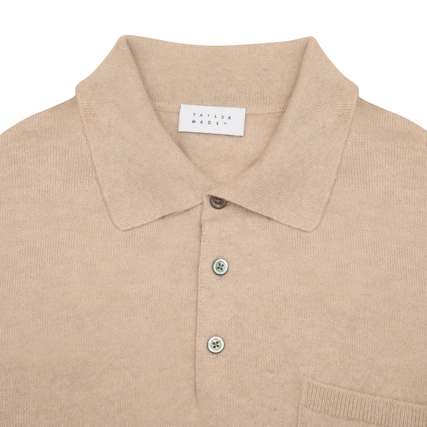 Sand Pure Cashmere Long Sleeve Polo