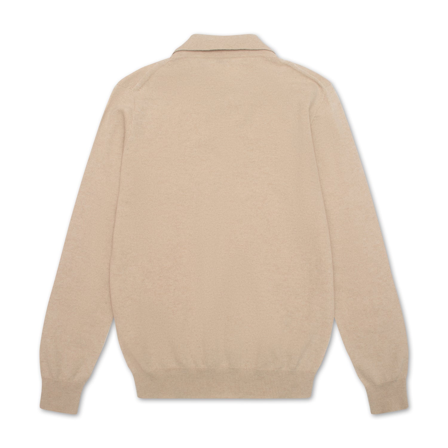 Sand Pure Cashmere Long Sleeve Polo