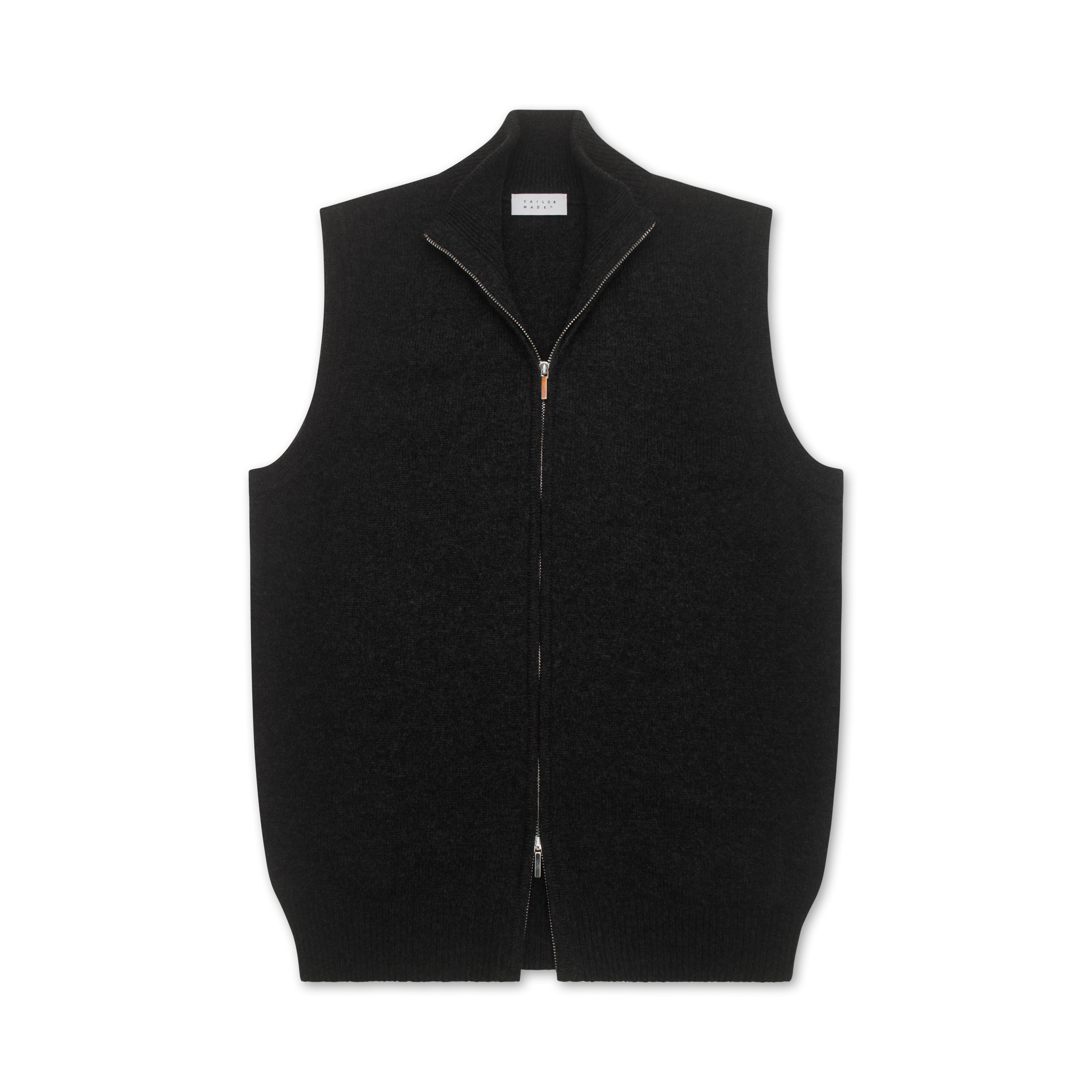 Charcoal Wool &amp; Cashmere Sleeveless Gilet